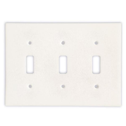 Tilefornia Thassos White Marble Triple Toggle Switch Plate - Tilefornia