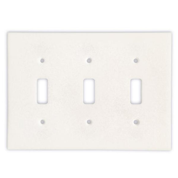 Tilefornia Thassos White Marble Triple Toggle Switch Plate - Tilefornia