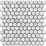 White Marble Hexagon 1x1 POLISHED Mosaic Tiles on 12x12 Sheet LOT of 5 SHEETS - Tilefornia