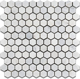 White Marble Hexagon 1x1 POLISHED Mosaic Tiles - 6x6 Sample Only - Tilefornia