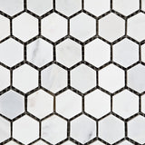 White Marble 1" Hexagon POLISHED Mosaic Tiles - Tilefornia