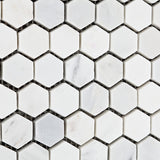White Marble Hexagon 1x1 POLISHED Mosaic Tiles on 12x12 Sheet - Tilefornia