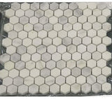 White Marble Hexagon 1x1 POLISHED Mosaic Tiles on 12x12 Sheet LOT of 5 SHEETS - Tilefornia